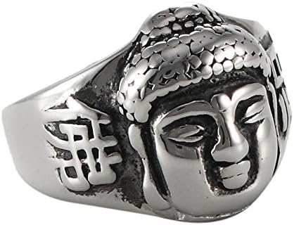 Men's 316L Stainless Steel Buddha Head Ring Sakyamuni Vintage (9)