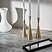 LampLust 2 Brass Finished Taper Candle Holders, 7.5 Inches, Metal, Hourglass Shape, Fits All Standard Size Candlesticks