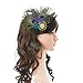QNPRT 1920s Gatsby Roaring 20s Flapper Headband Peacock Feather Bridal Hair Fascinator Headpiece Alligator Clip(2)