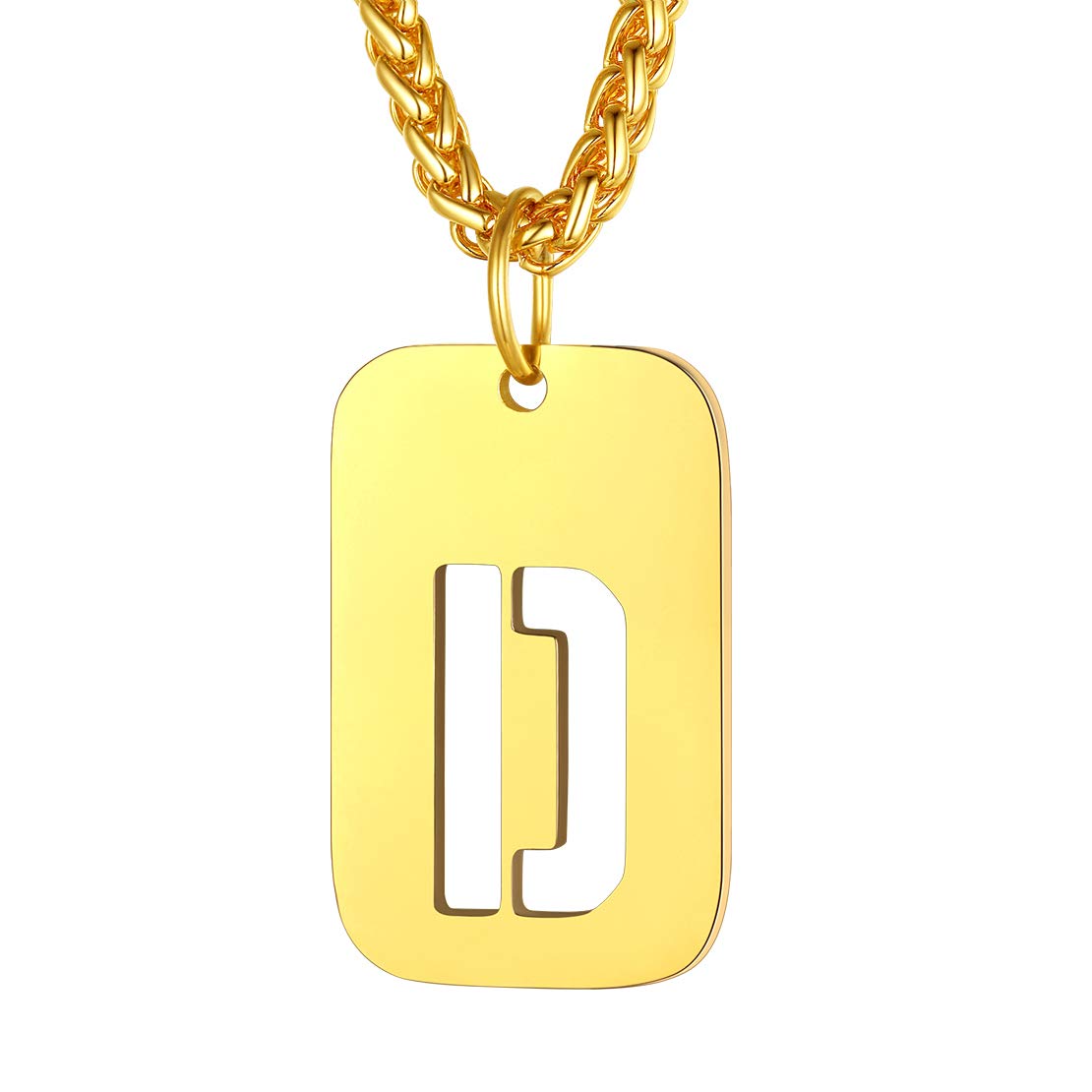 FindChic Personalised Dog Tag Necklace Men's or Women's Jewellery Gold Plated Stainless Steel D Letter Initial Necklace — image 1