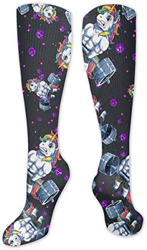 KEFE SOCK 3D Unicorn Weightlifting Fitness Gym Deadlift Rainbow Compression Socks for Women Men (20-30 mmHg)