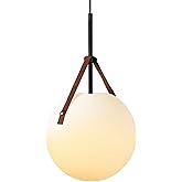 Aisilan Globe Pendant Light 9.6" White Opal Glass, Adjustable Hanging Light for Kitchen Island, Modern Mid Century Ceiling Pe