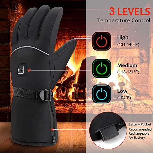 OYRGCIK Heated Gloves, Winter Gloves for Men Women 3 Levels Temperature Control Hand Warmers Waterproof Thermal Gloves for Snow Cold Weather Sports Outdoors Climb Hiking Skiing Hunting Fishing