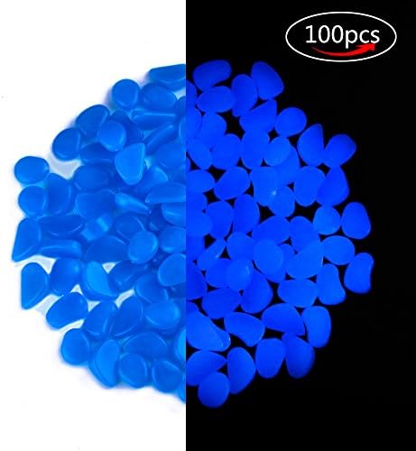 Micpioneer Glow in the Dark Pebble Stones for Garden Decor,Outdoor Decoration Glowing Rocks for Fairy Garden,Walkway,Yard and Fish Tank (Blue)