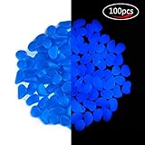 Micpioneer Glow in the Dark Pebble Stones for Garden Decor,Outdoor Decoration Glowing Rocks for Fairy Garden,Walkway,Yard and Fish Tank (Blue)