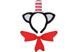 HODRME Cat Ears with Hat Headband and Bow Tie Set-Cat Costume Set in The Hat with Bow Tie Cosplay Party Halloween Accessories for Kids and Adults