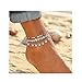 YAHPERN Anklets For Women Color Beads Turquoise Drop Sequin Charm Adjustable Ankle Bracelets Set Boho Multilayer Beach Foot Jewelry (silver)