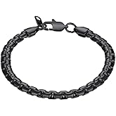 PROSTEEL Men Bracelet Stylish Stainless Steel Flat Box Chain Bracelet, Silver/18K Gold/Black Tone, Nickel-Free, Hypoallergenic Jewelry, 7.9"/8.7", Come Gift Box