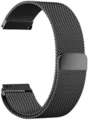 Cbin Quick Release Bracelet - Choice of Color and Width 14mm / 16mm / 18mm / 20mm / 22mm / 24mm Stainless Steel Fully Magnetic Closure Milanese Watch Bands for Men and Women (20mm, Black)