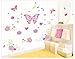 Kappier Pink Butterflies with Flowers and Petals Peel & Stick Wall Decals