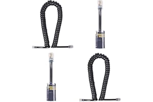 Antfly Telephone Cord Detangler, 2 Pack 10Ft Uncoiled / 1.2Ft Coiled Telephone Handset Cord with 2 Pack 360 Degree Rotating Landline Cable Detangler Swivel Cord Untangler Telephone Accessory (Black)