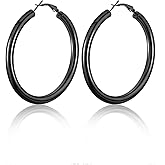 U7 Chunky Hoop Earrings for Women, Stainless Steel Hoops Earring, Classic Polished Thick Ear Jewelry, Black/Silver/Gold Hoop Earrings, 20/30/40/60/80mm