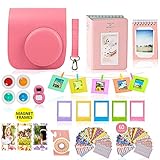 Fujifilm Instax Mini 9 Camera Accessories Bundle, FLAMINGO PINK Fuji 14 PC Kit Includes: Instax Case + Strap, 2 Albums, Filters, Selfie lens, Magnets + Hanging + Creative Frames, 60 stickers, Gift Set