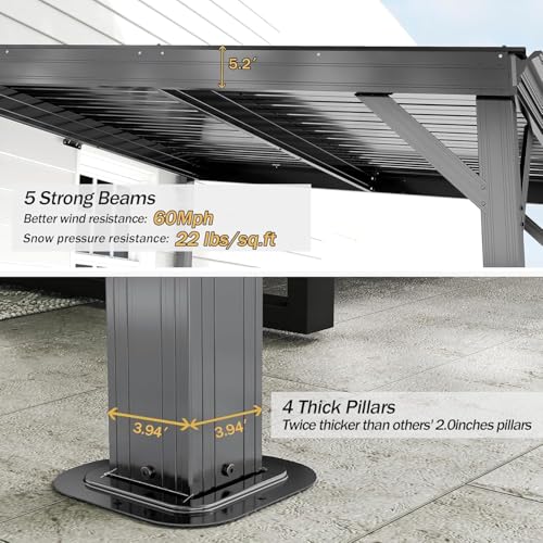Domi 8' x 5' Lean-to Hardtop Gazebo Review: Wall-Mounted Patio Cover image 9