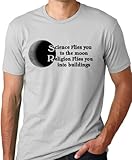 Science Flies You to The Moon Religion Into Buildings Atheist T-shirt