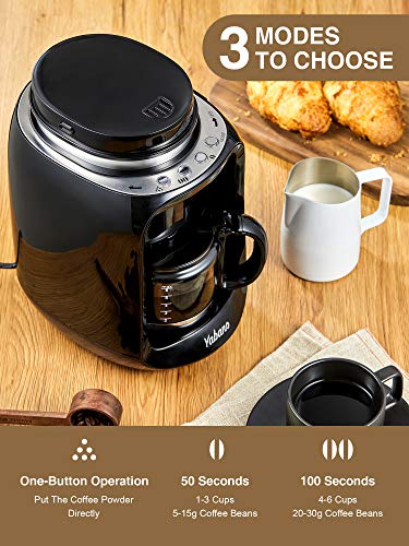 Yabano Filterkaffeemaschine, 2 IN 1 Grind und Brew Kaffeemaschine mit Mahlwerk, Timer, doppeltes Bohnenfach, Auto Warm… – Bild 5