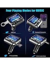 ToHayie Bluetooth Transmisor FM para automóvil, transmisor Bluetooth para automóvil Adaptador de radio inalámbrico, kit manos libres para automóvil con pantalla de 1,8 pulgadas, cargador USB doble para automóvil, entrada salida AUX, reproductor de Mp3 d