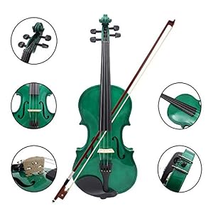 ABMBERTKVioline-44-Full-Size-Akustische-Violine-Geige-mit-Koffer-Bogen-Kolophonium-Violine-grn