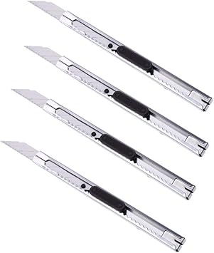 Amazon Co Jp 格納式ユーティリティナイフ オートロックボックスカッター オフィス 自宅用 アート Diy クラフト 4ピース ホーム キッチン