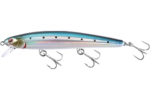 LITTMA California Surf Fishing Lures Saltwater Jerkbait Crankbait Surf Minnow 110 - Metallic Sardine Super Glow & Pearl Pink Belly Glow Lures for Halibut & Striper Fishing