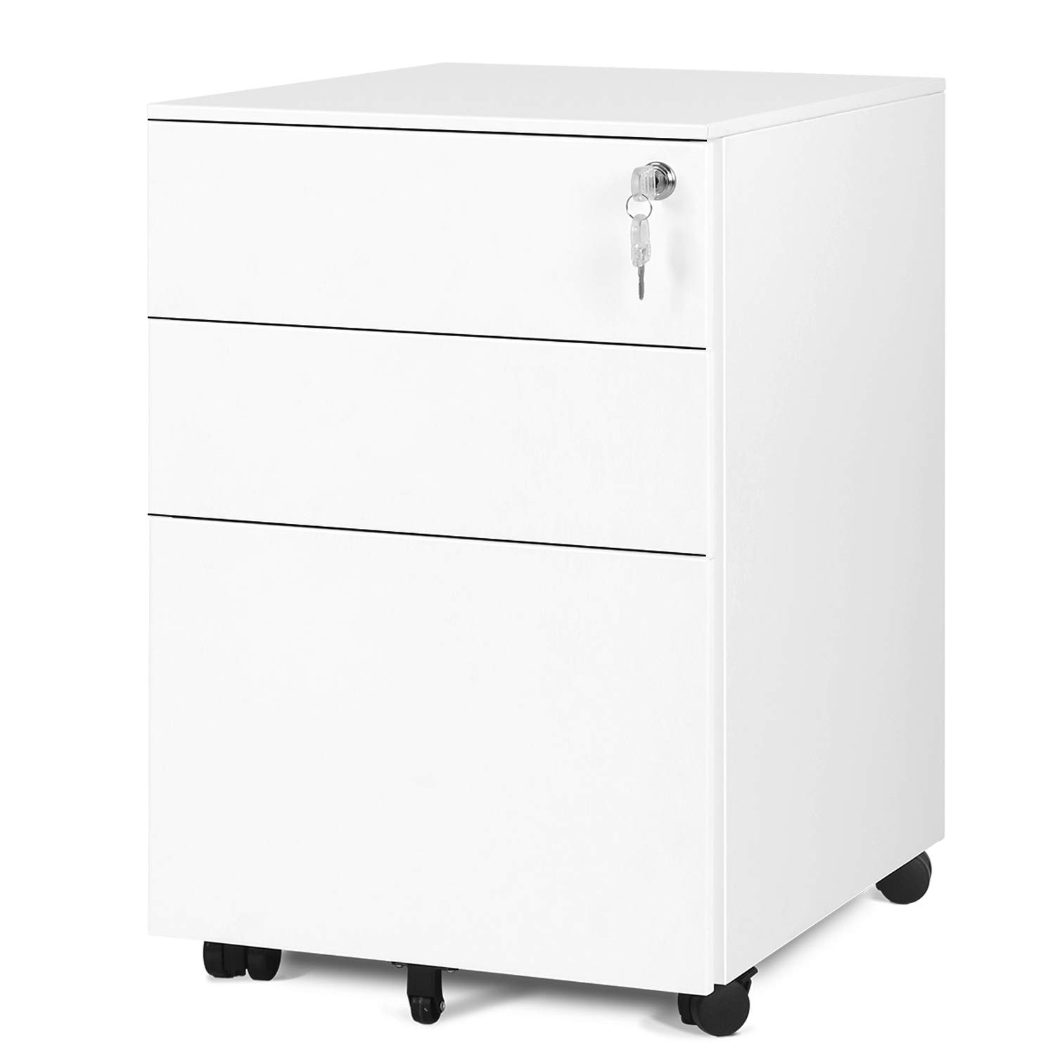 Mua Devaise 3 Drawer Mobile File Cabinet With Lock Metal Filing Cabinet Legal Letter Size Fully Assembled Except Wheels White Tren Amazon Má»¹ Chinh Hang 2020 Fado