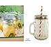 Vintage Styled Lidded Mason Drinking Jars - Glass Mugs With Straw Set - Bonus Iced Tea and Lemonade Recipes - Serve Ice Cold Drinks The Old Fashioned Way - Gift Boxed Set of 4 16 oz Glasses