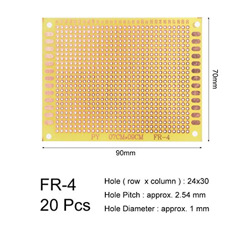 uxcell 7x9cm Single Sided Universal Paper Printed Circuit Board for DIY Soldering Yellow 20pcs