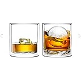 Sun
s Tea Double Wall Whiskey/Scotch Rocks Glass Set 5.5oz | Old Fashioned Drinking
Cocktail Glasses | Clear Insulated Tumb