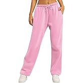 Baggy Wide Leg Sweatpants for Women Fleece High Waist Joggers with Pockets Lightweight Comfy Drawstring Sweat Pants