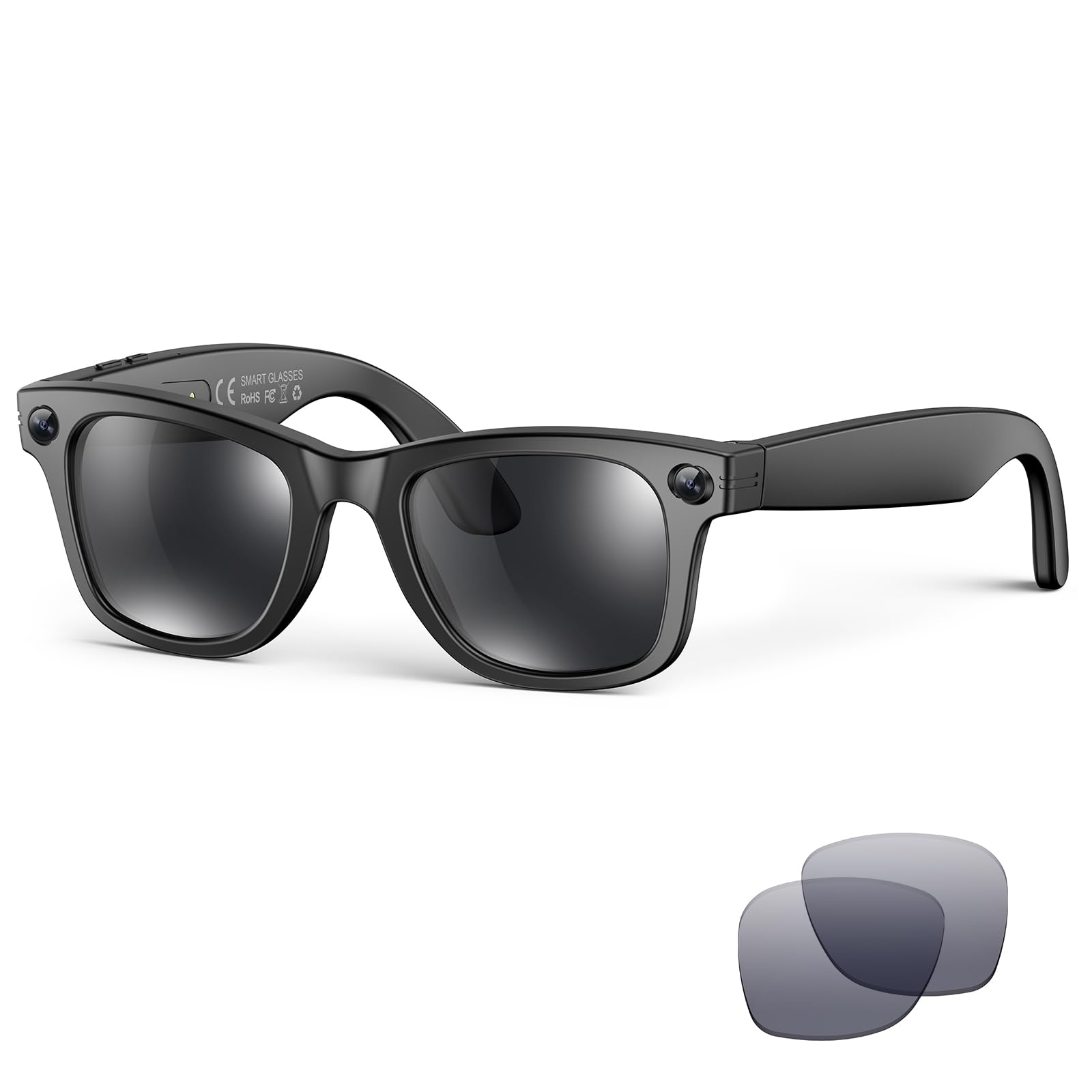 Photo 1 of AI Smart Glasses for Men Women,8MP 2K HD Camera Glasses,AI Voice Control,AI Photo Recognition,Real-Time Translation,Smart Sunglasses with Bluetooth Call,IP67 Waterproof for Driving,Outdoor,+2 Lenses.