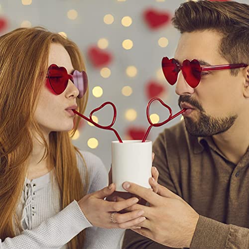 KOWVOWZ Heart Shaped Sunglasses for Women, Transparent Candy Rimless Sunglasses, Fashion Heart Shaped Glasses for Party Favor (10Pcs)
