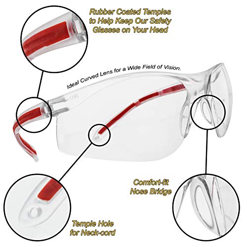 Safety Glasses Eye Protection Comfort Eyewear 2 Pair, 2 Neck Cords, 2 Cases SuperLite and