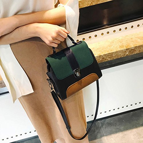 Clearance Sale! ZOMUSAR Fashion Women Girl Patchwork PU Leather Buckle Bag Crossbody Shoulder Bag (Green)