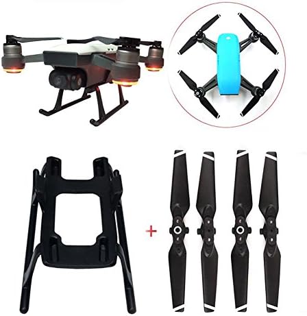 4 in 1 Accessories Bundle Set For DJI Spark Combo Lens Cover Hood Sun Shade Camera Cap Guard Protective Landing Gear Propeller Accessory (Black)