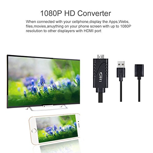 Lightning To HDMI Cable Adapter,LinkS 1080P Lightning Digital AV Adapter For iPhone,iPad/iPod Models,Mirror Mobile Phone Screen To TV/Projector/Monitor Converter,Android Device -Plug ND Play