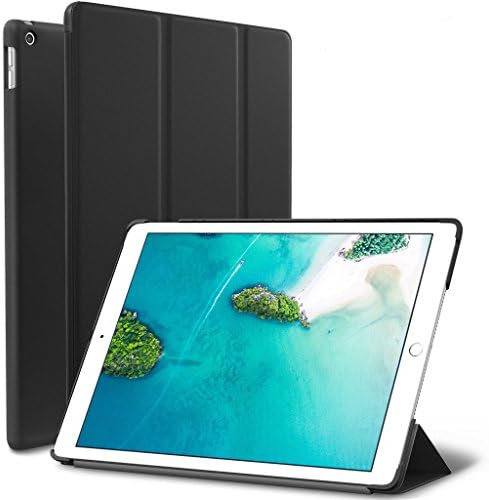 New iPad 9.7 Case 2017 iPad 5th Generation Case, Arukas Ultra Slim Lightweight Trifold Stand with Auto Sleep/Wake Function, Microfiber Lining, Hard Back Cover for Apple iPad 9.7-inch (black)