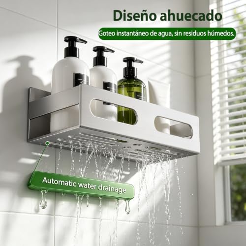 AIKER Bathroom Shelf, Improved Version of Original Design, Beautiful/Thick/Super Good/Stable Shower Shelf Without Drilling, Stainless Steel Its 304 Shelves Self-adhesive and Pre-Drilled Bathroom