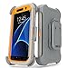 S7 Edge Case, Galaxy S7 Edge Holster Case, BENTOBEN Hybrid Dual Layer Combo Armor Heavy Duty Rugged Protective Case with Built-in Rotating Kickstand Swivel Belt Clip Holster for Galaxy S7 Edge Orange