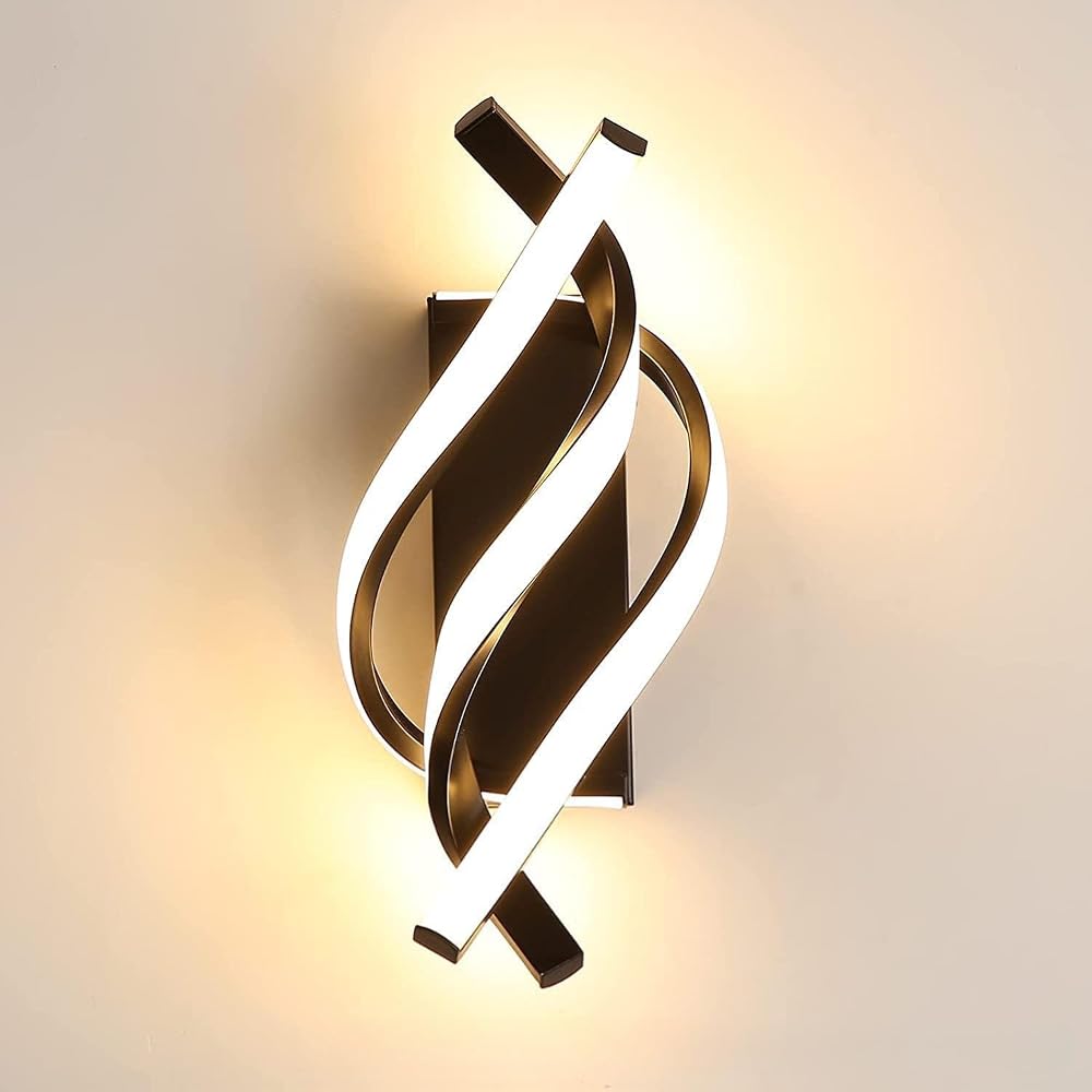 Comely LED Wall Light 22W Black Spiral Warm White 3000K Modern Lamp