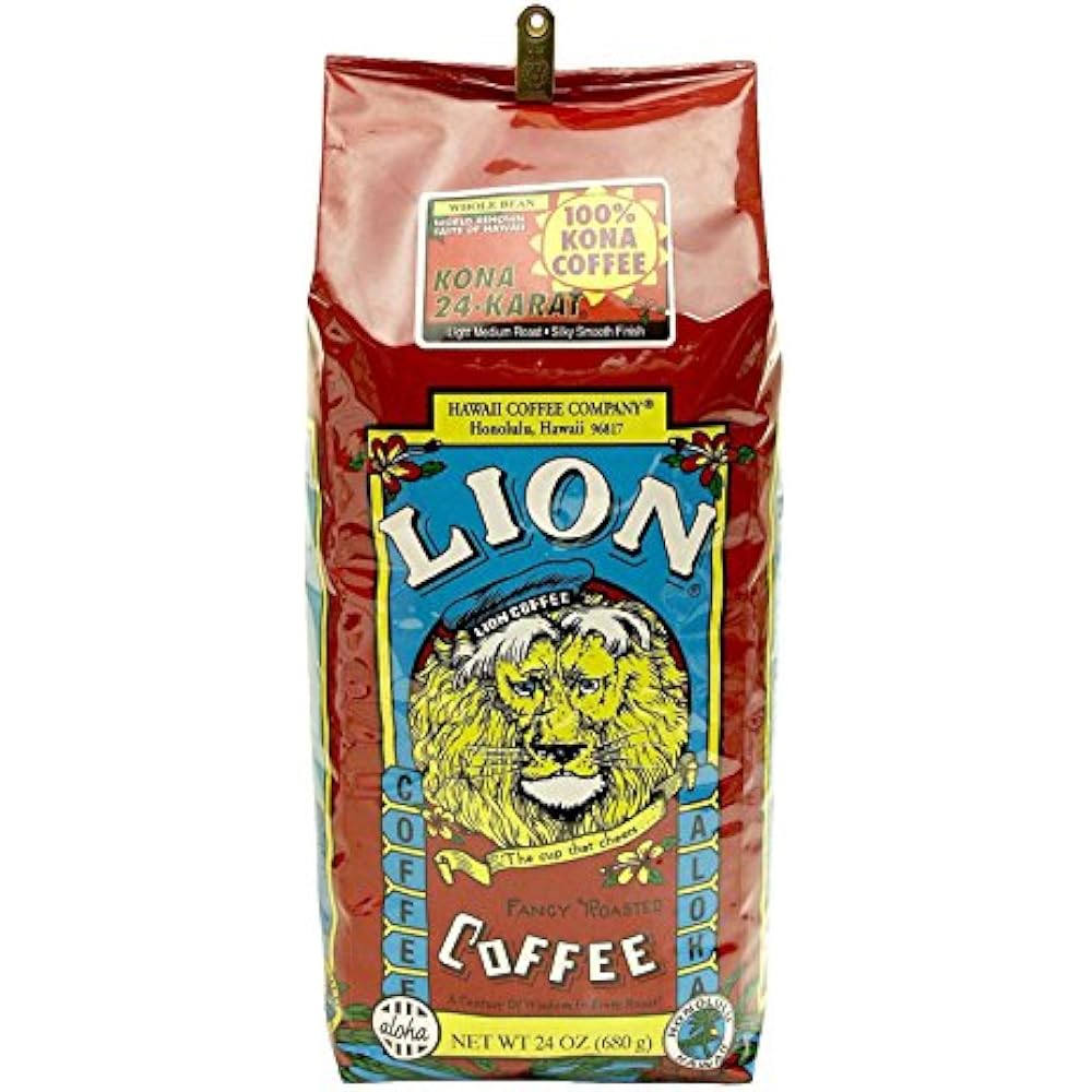 Lion 100 Pure Kona Coffee 24 Oz. Whole Bean Roasted Beans Grocery