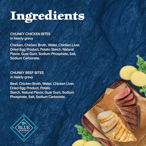 BLUE BUFFALO WILDERNESS TRAIL TOPPERS WILD CUTS WET DOG FOOD VARIETY PACK, HIGH-PROTEIN & GRAIN-FREE, MADE WITH NATURAL INGREDIENTS, CHICKEN AND BEEF FLAVORS, 3-OZ POUCHES, (12 COUNT, 6 OF EACH)