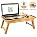 Large Size Laptop Desk NNEWVANTE Bamboo Bed Tray Adjustable Foldable Lap Desk Bed Serving w' Tilting Drawer Supports Laptops Up to 18 Inches
