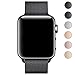 Walcase Fully Magnetic Closure Clasp Mesh Loop Milanese Stainless Steel iWatch Band for Apple Watch Series 3 Series 2 Series 1 Sport and Edition - 38mm Black