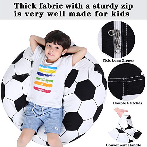 Lukeight-Stuffed-Animal-Storage-Bean-Bag-Chair-for-Kids-Zipper-Storage-Bean-Bag-for-Organizing-Stuffed-Animals-Soccer-Bean-Bag-Chair-Cover-No-Beans-Large