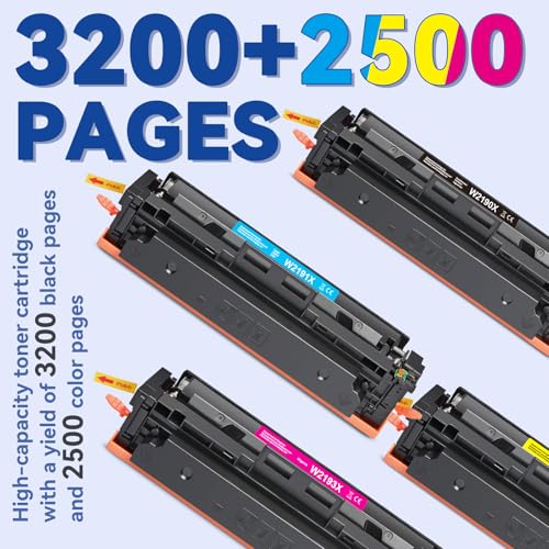 Lemero 219X Toner (with Chip) Compatible with HP Color LaserJet Pro MFP 3302FDWG 3302SDWG 3302FDW 3302SDW 3302FDN 3202DW 3302FDNG 3202DN for HP 219 219A W2190X Black Cyan Magenta Yellow 4-Pack