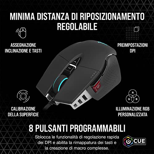 M65 RGB ULTRA Rev 2.0, mouse gaming FPS regolabile, Nero