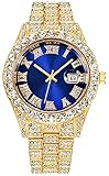 LGXIGE Mens Big Rocks with Roman Numerals Fully Ice