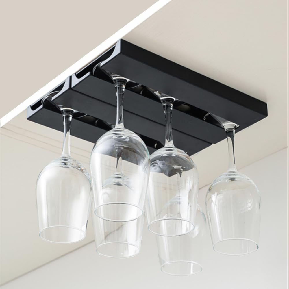 Jcassan 2 Pcs Wine Glass Racks No Drilling Stemware Racks Hanging Wine Glasses Holders for Bordeaux Cup White Wine Cup Cocktail Cup Champagne Cup Prosec Cup