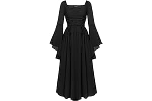 Scarlet Darkness Women 2024 Renaissance Chiffon Dress Medieval Costume Ruched Cottagecore Dress