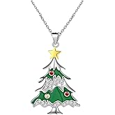 ZMJK Stars Christmas Tree Pendant Necklace for Women Sweet Christmas Bell Santa Collarbone Chain Snowflake Apple Necklace for Friends Christmas Gift